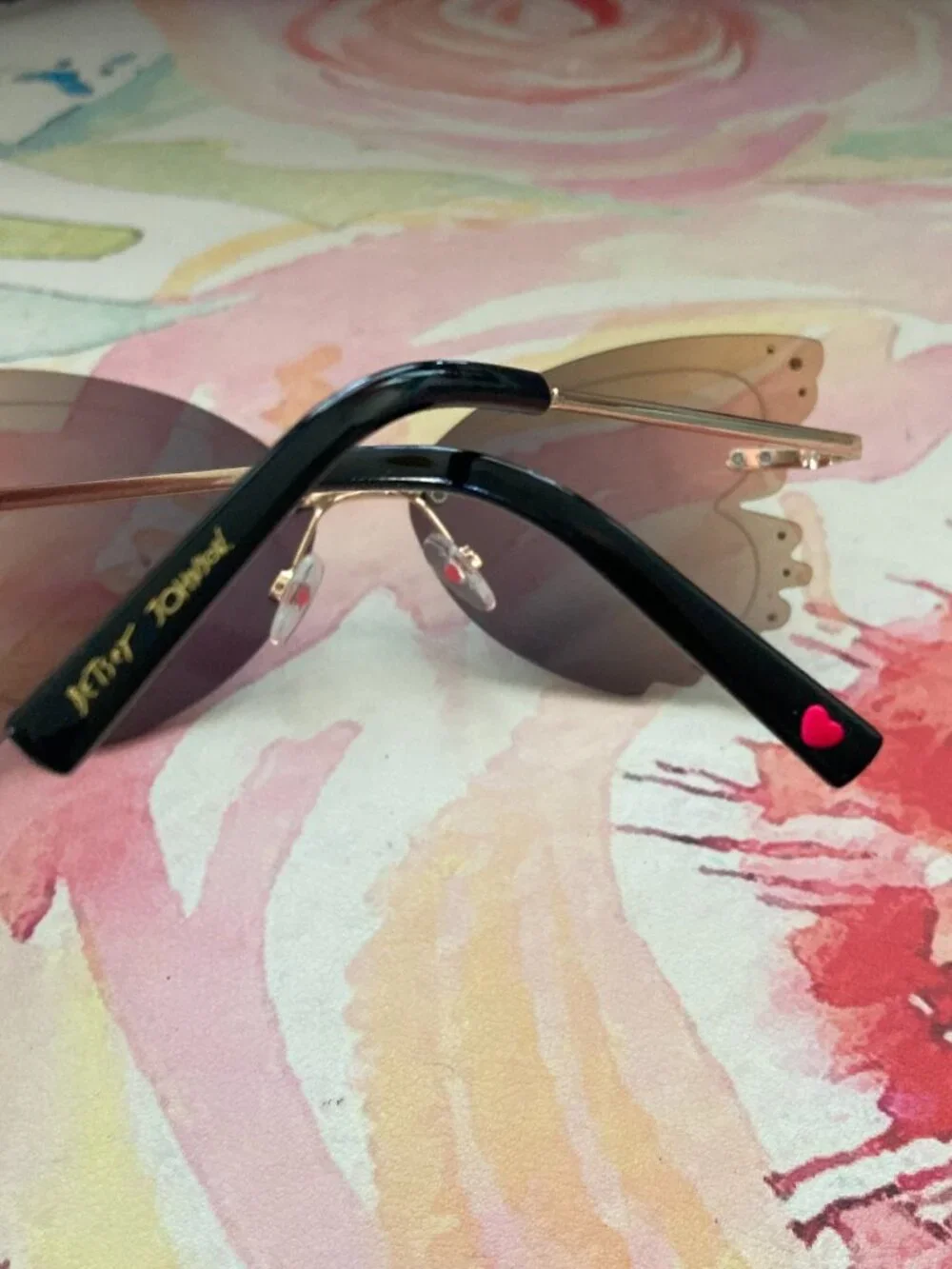 Betsey Johnson Brown and Gold Butterfly Sunglasses